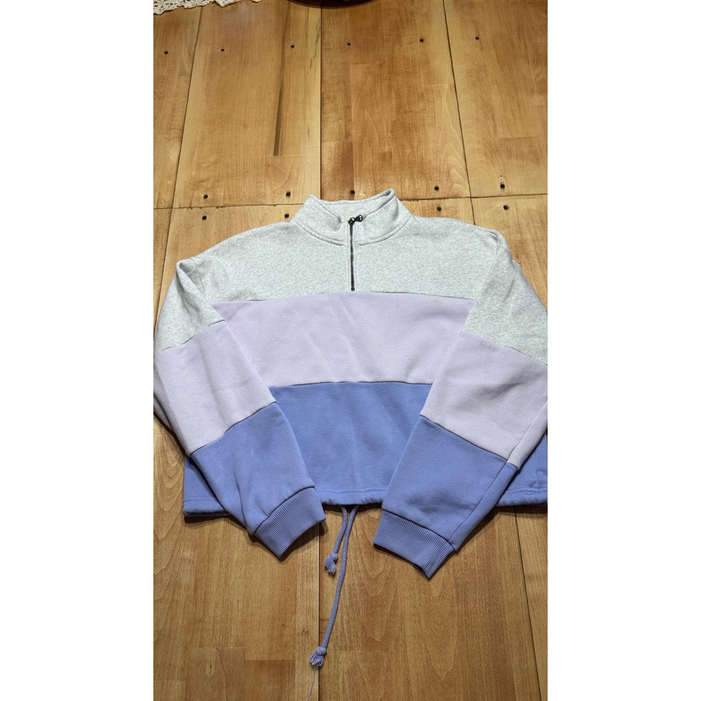 American Eagle Quarter Zip Pullover Grey Purple Lavender Women's Medium